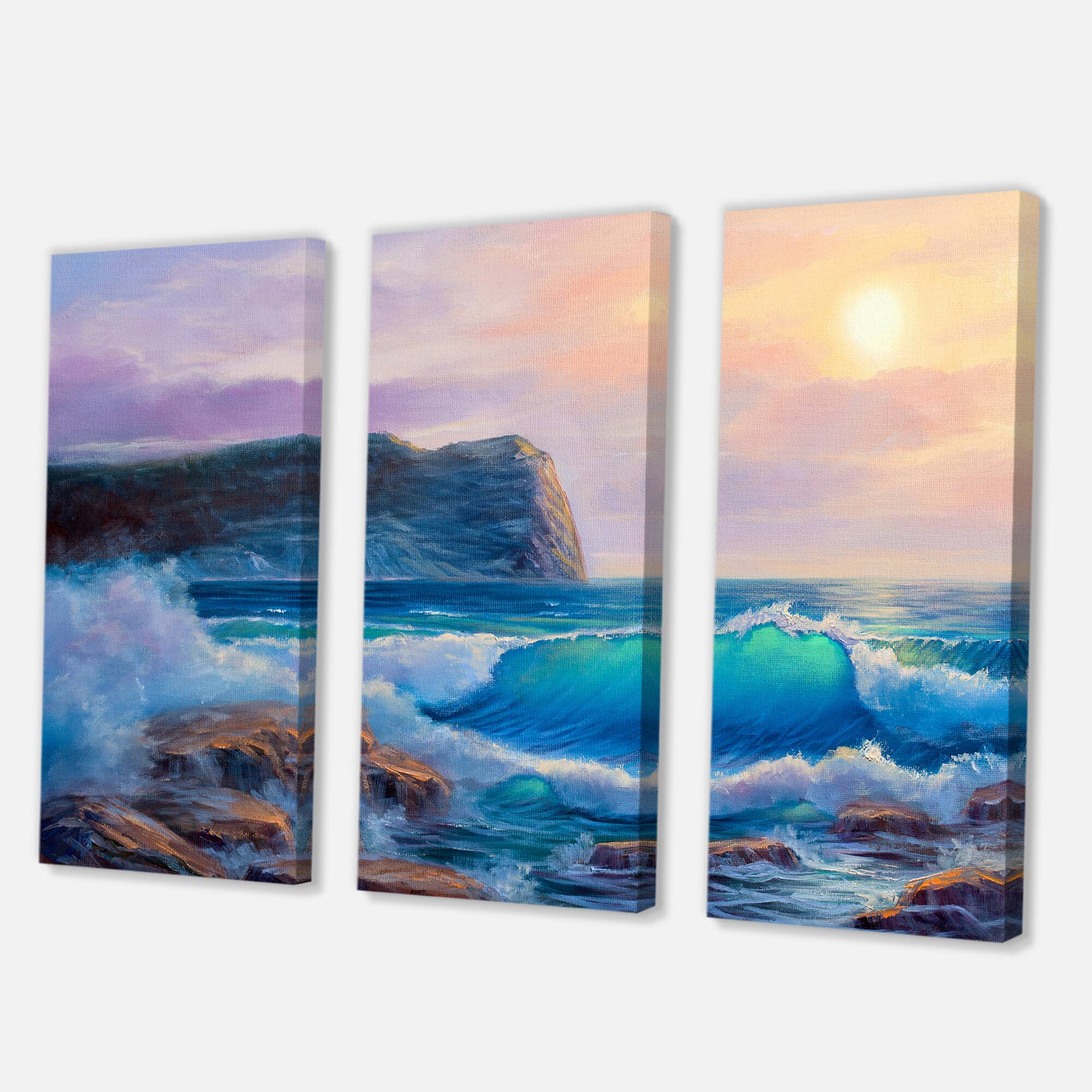 Designart - Blue Waves Breaking At The Beach III